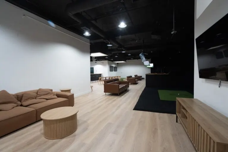 Lounge seating area at Swing Theory